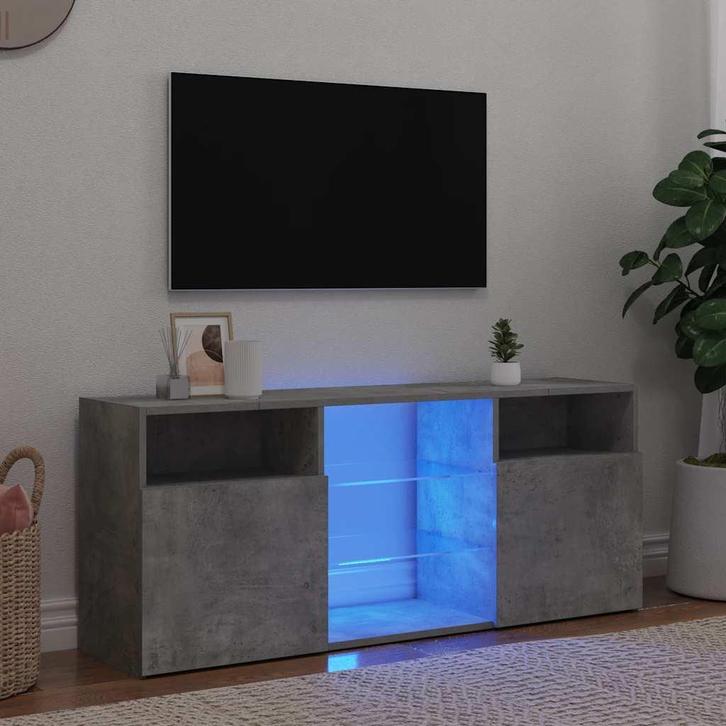vidaXL Tv-meubel met LED-verlichting 120x30x50 cm betongrijs, Huis en Inrichting, Kasten |Televisiemeubels, Nieuw, Verzenden