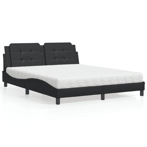 vidaXL Bed met matras kunstleer zwart 160x200 cm, Maison & Meubles, Chambre à coucher | Lits, Envoi