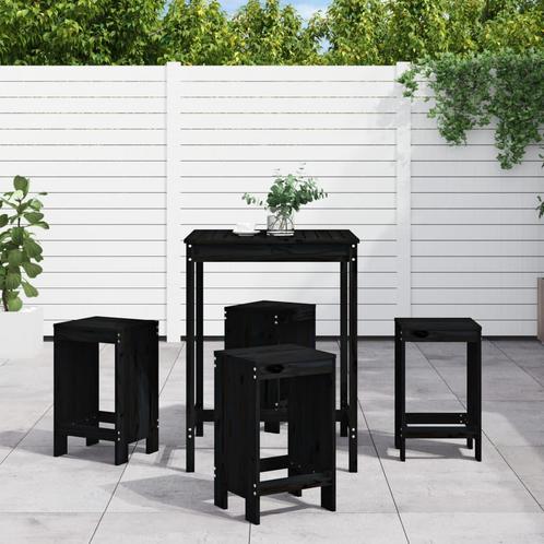 vidaXL 5-delige Barset massief grenenhout zwart, Tuin en Terras, Tuinsets en Loungesets, Nieuw, Verzenden