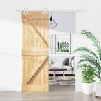 vidaXL Schuifdeur met beslag 70x210 cm massief grenenhout, Doe-het-zelf en Bouw, Deuren en Vliegenramen, Verzenden, Nieuw
