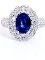 Ring - 18 karaat Witgoud Saffier - Diamant, Nieuw