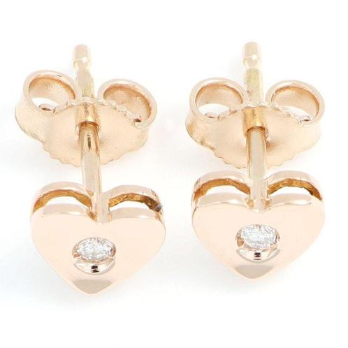 Boucles doreilles - 18 carats Or rose - 0.05ct. tw. Diamant, Handtassen en Accessoires, Oorbellen