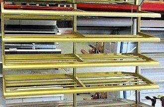 Koof met verlichting, aluminium, goudkleurig, L199,5 x D11 x, Zakelijke goederen, Kantoor en Winkelinrichting | Winkel en Inventaris