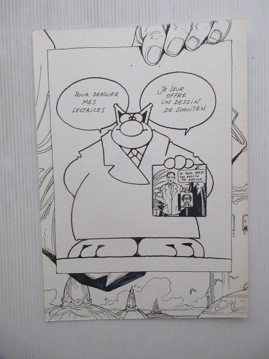 De Schuiten à Geluck + dessin original - 1 Portfolio -, Boeken, Stripverhalen