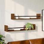vidaXL Wandschappen met stangen 2 st 80x16x14 cm bruin, Huis en Inrichting, Verzenden, Nieuw