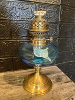 Petroleumlamp - Glas, Messing - petrollamp, Antiek en Kunst