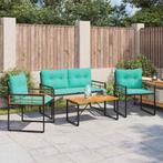 vidaXL Buitenmeubels set met kussen 4 pcs Turquoise, Tuin en Terras, Verzenden, Nieuw
