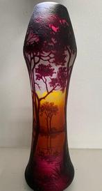 Daum Frères - Vaas - jugendstil - Glas - Rivierlandschap, Antiek en Kunst