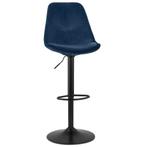 Verstelbare kruk 'MIKE' van blauw fluweel met zwarte poot