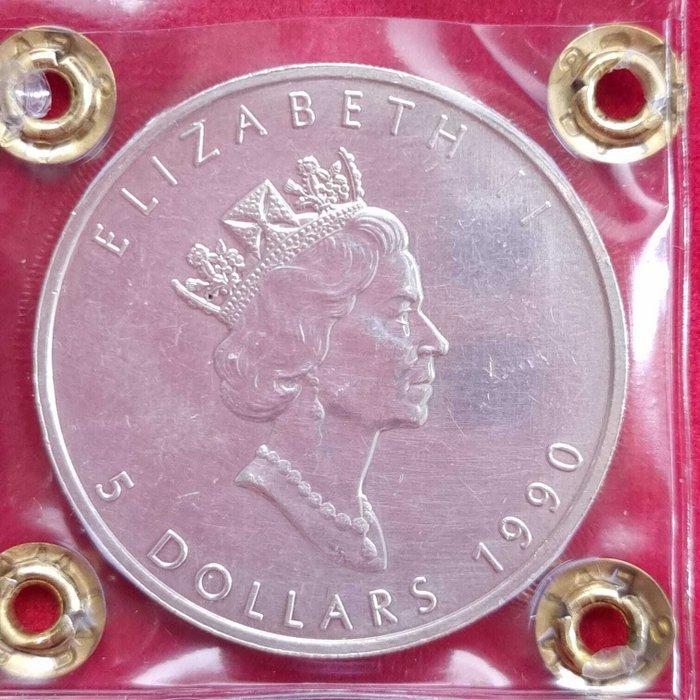 Canada. 5 Dollars 1990 Maple Leaf, 1 Oz (.999) (Zonder, Postzegels en Munten, Munten | Europa | Niet-Euromunten