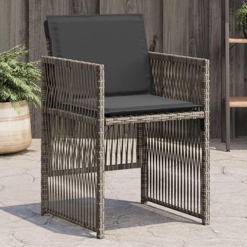vidaXL Tuinstoelen 4 st met kussens poly rattan grijs, Tuin en Terras, Tuinstoelen, Nieuw, Verzenden
