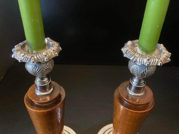 Kaarsenhouder (2) - Hout - Engelse kandelaars, Antiquités & Art, Curiosités & Brocante