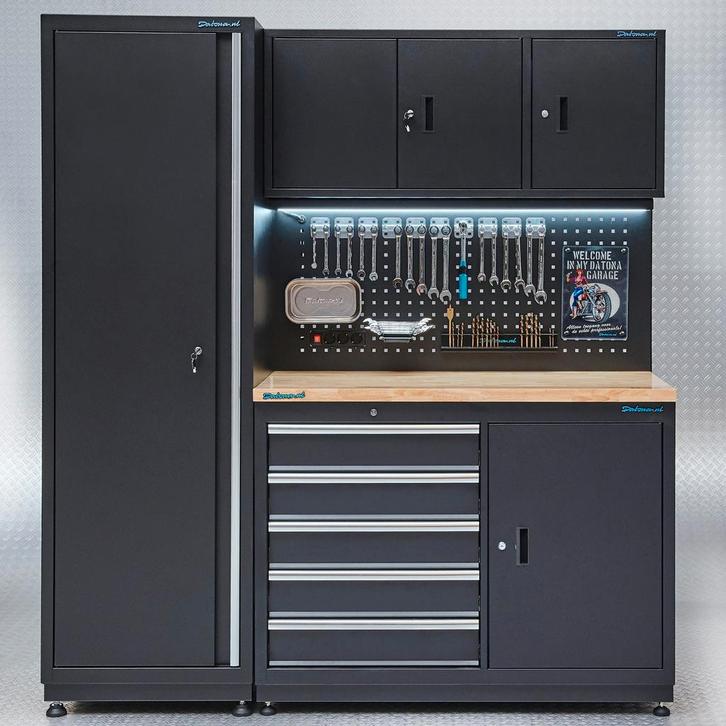 Datona Werkbank garage 120 cm met smalle werkplaatskast -, Doe-het-zelf en Bouw, Werkbanken, Ophalen of Verzenden