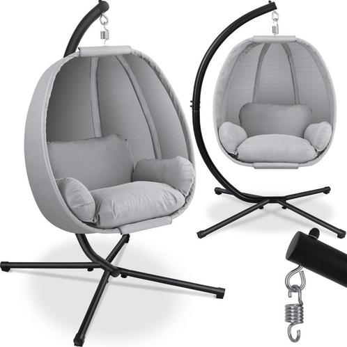 KESSER® Egg Hangstoel met Standaard - Tot 150kg - Grijs, Huis en Inrichting, Overige Huis en Inrichting, Verzenden