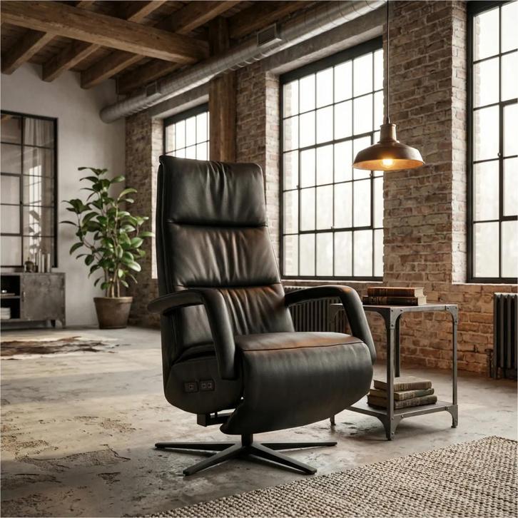 Leren relaxfauteuil met hartbalans Calm, Huis en Inrichting, Fauteuils, 50 tot 75 cm, 75 tot 100 cm, Nieuw, Leer, Ophalen of Verzenden