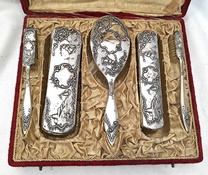 Set cosmetische accessoires - .833 zilver, Antiquités & Art, Antiquités | Argent & Or