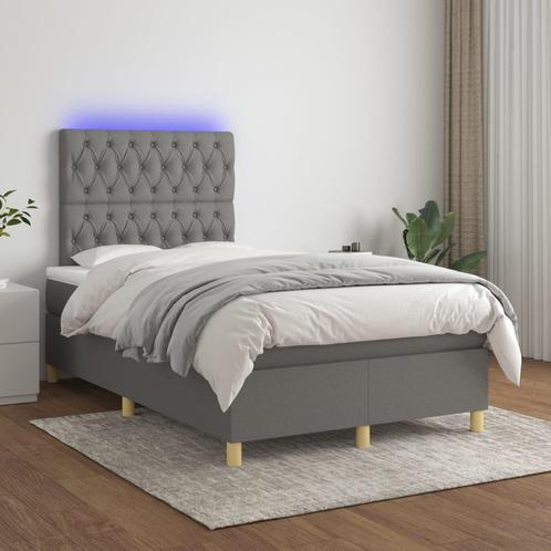 vidaXL Boxspring met matras en LED stof donkergrijs 120x200, Huis en Inrichting, Slaapkamer | Bedden, Nieuw, Verzenden