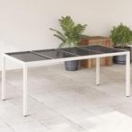 vidaXL Tuintafel met glazen blad 190x90x75 cm poly rattan, Tuin en Terras, Verzenden, Nieuw