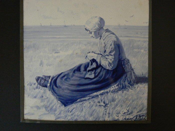 Tegel - De Porceleyne Fles, Delft - 1889 - Decoratieve tegel, Antiek en Kunst, Antiek | Glaswerk en Kristal