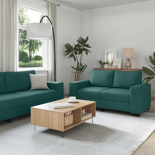 vidaXL 2-delige Loungeset met kussens stof donkergroen, Huis en Inrichting, Zetels | Zetels, Nieuw, Verzenden