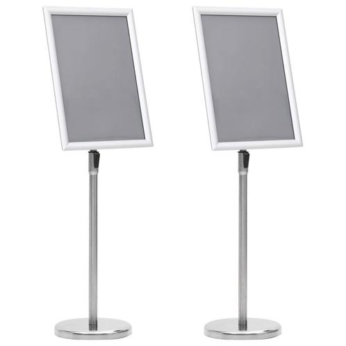 vidaXL A3 Pedestal Posterstands 2 stuks Zilver Aluminium, Zakelijke goederen, Kantoor en Winkelinrichting | Kantoormeubilair en Inrichting
