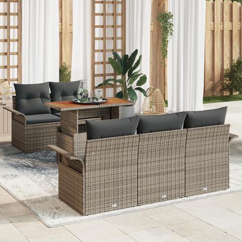 vidaXL 6-delige tuinzetelset met kussens in grijs poly, Tuin en Terras, Tuinsets en Loungesets, Nieuw, Verzenden