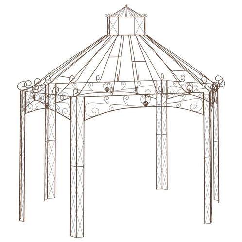 vidaXL Tuinpaviljoen 400x258x378 cm ijzer antiekbruin, Tuin en Terras, Partytenten, Nieuw, Verzenden