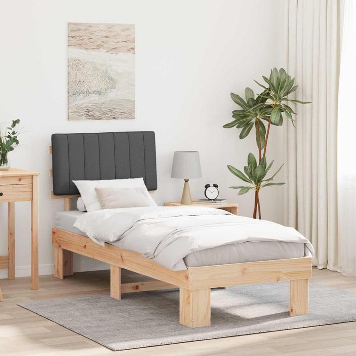 vidaXL Bedframe met Gevoerde Hoofdbord Donkergrijs 80 x 200, Huis en Inrichting, Slaapkamer | Bedden, Nieuw, Verzenden