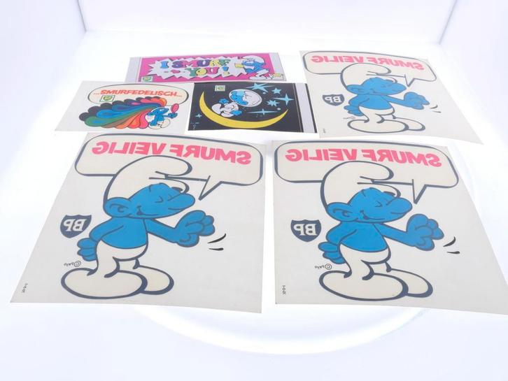 Smurfen BP stickers set 6 stuks #6904, Verzamelen, Spoorwegen en Tram, Overige typen, Gebruikt, Ophalen of Verzenden