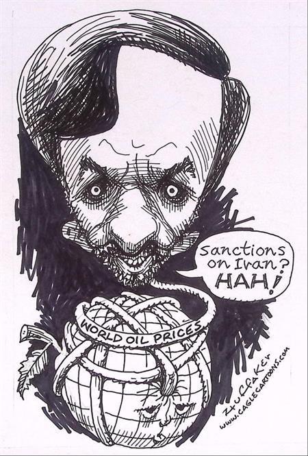 Pentekening Amerika - Iran olie (lijst optie, Tekeningen), Antiek en Kunst, Kunst | Tekeningen en Fotografie, Verzenden