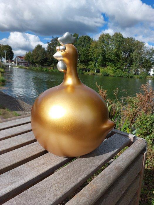 Beeld, funny gold balloon chicken - 40 cm - polyresin, Antiquités & Art, Art | Objets design
