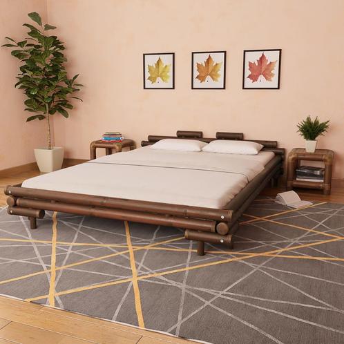vidaXL Bedframe bamboe donkerbruin 160x200 cm, Maison & Meubles, Chambre à coucher | Lits, Envoi