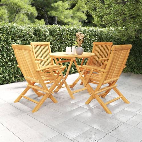 vidaXL 5-delige Tuinset massief teakhout, Tuin en Terras, Tuinsets en Loungesets, Tuinset, Nieuw, Verzenden