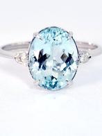 Ring - 18 karaat Witgoud Aquamarijn - Diamant