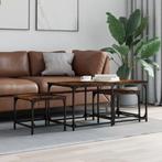 vidaXL 3-delige Tafeltjesset bewerkt hout gerookt, Verzenden, Nieuw