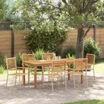 vidaXL Tuin Eettafel Set 7 pcs Beige 180 x 90 x 75 cm, Tuin en Terras, Verzenden, Nieuw