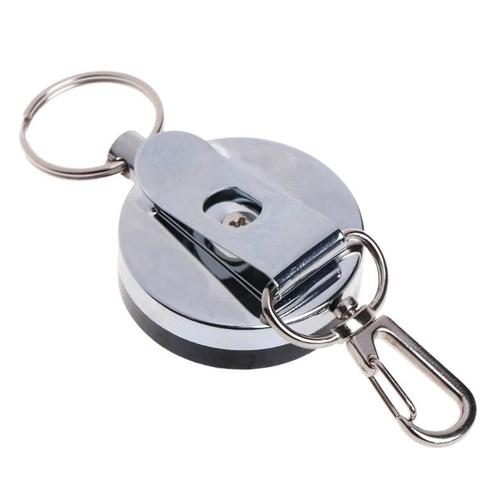 Fako Bijoux ® - RVS Sleutelhanger Met Uittrekbaar Koord -, Verzamelen, Sleutelhangers, Verzenden