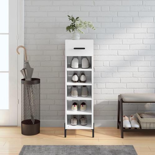 vidaXL Armoire Ã  chaussure Blanc brillant 30x35x105 cm, Huis en Inrichting, Kasten | Overige, Verzenden