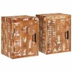 vidaXL Nachtkastje 2 pcs Bruin 35 x 33 x 48 cm Massief, Huis en Inrichting, Slaapkamer | Nachtkastjes, Verzenden, Nieuw