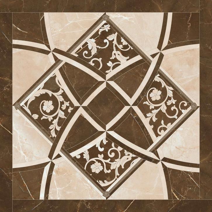 VERSACE Fondo intarsio Crema/Marrone 78x78 Hoogglans /, Doe-het-zelf en Bouw, Tegels, Ophalen of Verzenden