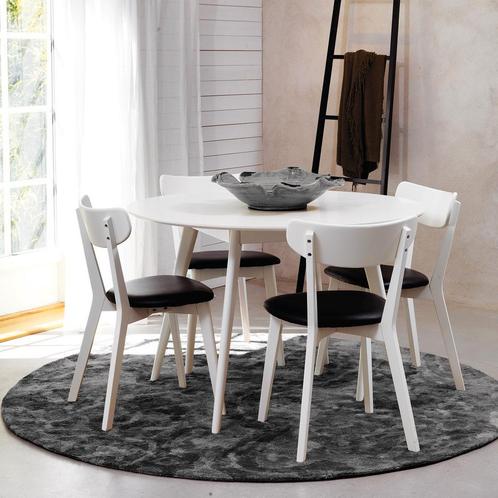 Ronde eettafel | Eetkamertafel | Hout | Wit | ø115 cm, Huis en Inrichting, Tafels | Eettafels, 100 tot 150 cm, 100 tot 150 cm