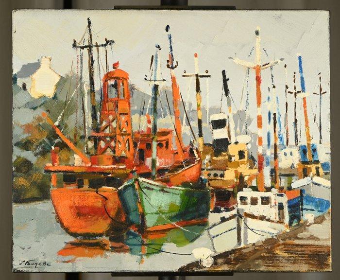 Jean-Paul Fouache (né en 1943) - Le bateaux phare,, Antiquités & Art, Art | Peinture | Classique