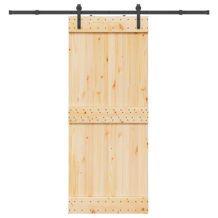 vidaXL Schuifdeur met beslag 85x210 cm massief grenenhout, Doe-het-zelf en Bouw, Deuren en Vliegenramen, Nieuw, Verzenden