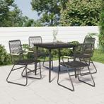 vidaXL 5-delige Tuinset PVC-rattan zwart, Tuin en Terras, Verzenden, Nieuw, Tuinset