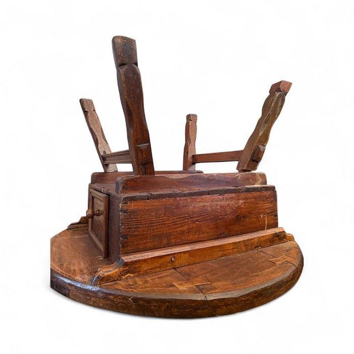 Tafel - Eik, Wortelnotenhout, Leisteen - Negentiende-eeuwse, Antiek en Kunst, Antiek | Overige Antiek