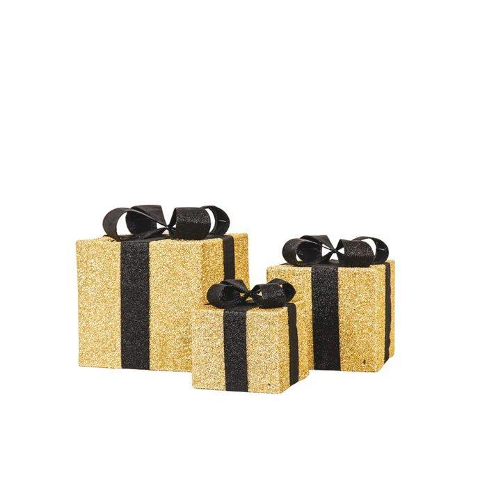 Decoratief ornament (3) - LED - Gouden Cadeaudozen, Diversen, Kerst