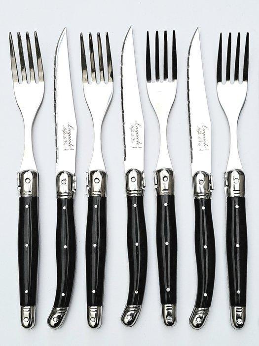 Laguiole - 6x Forks & 6x knives - Black - style de -, Antiek en Kunst, Antiek | Meubels | Tafels