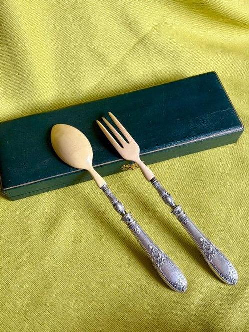 Couverts de service à salade - Argent 950 - 1850-1900, Antiek en Kunst, Antiek | Zilver en Goud