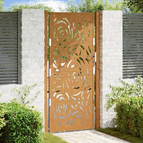 vidaXL Poort met vlamontwerp 105x205 cm weervast staal, Tuin en Terras, Tuinpoorten, Nieuw, Verzenden