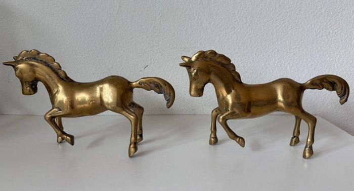 Decoratief ornament (2) - Zweden - Set van 2 messing paarden, Antiek en Kunst, Curiosa en Brocante